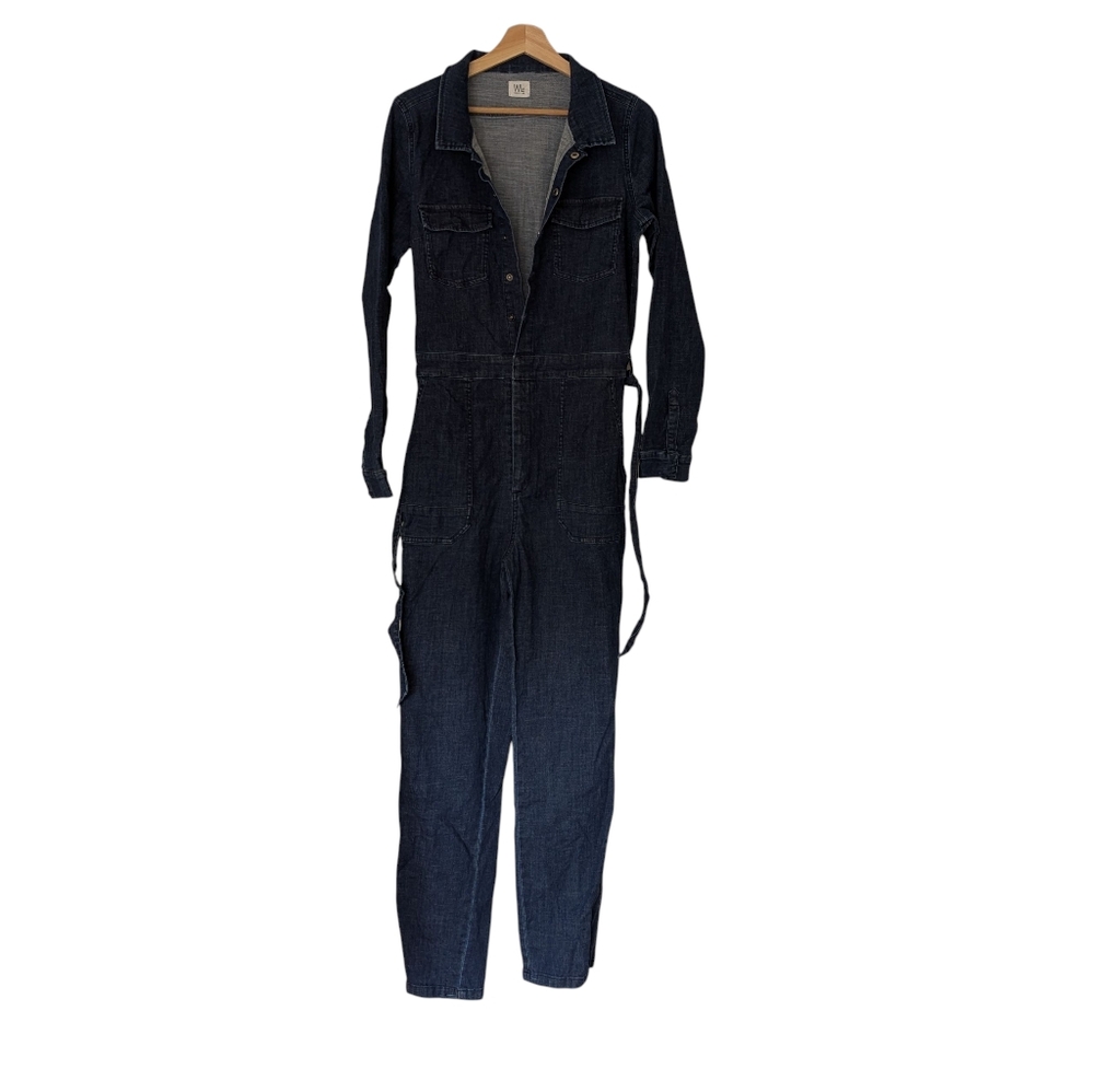 Wash Lab Dark Blue Denim Jumpsuit Women's, M